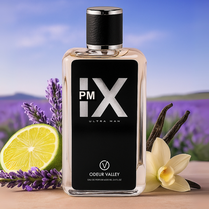 IX PM ULTRAMAN men’s fragrance by Odeur Valley – refined scent in a luxury glass bottle for the modern, confident man.