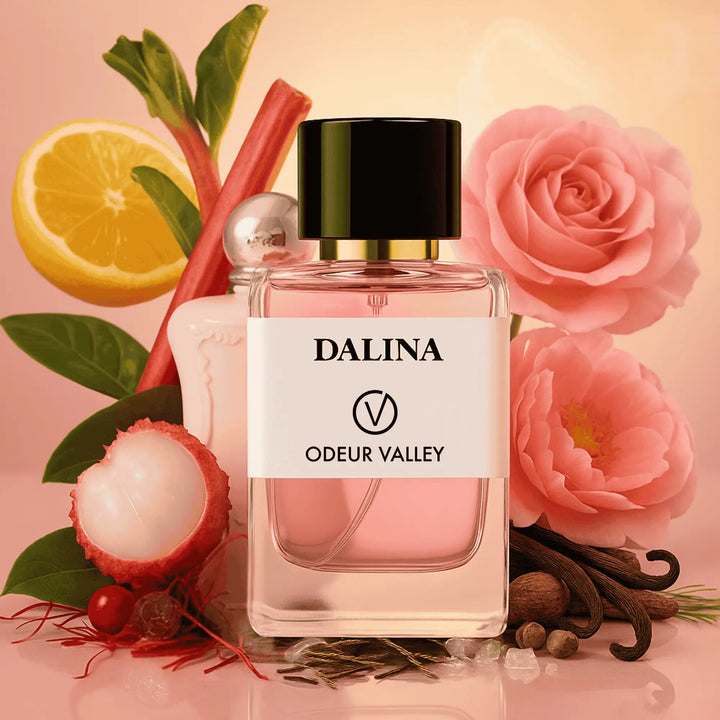 Luxury Dalina perfume from Odeur Valley – long-lasting floral fragrance for elegant women.