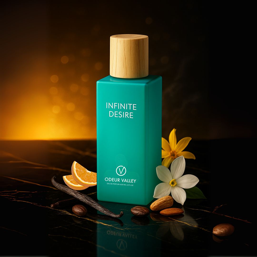 Premium Infinite Desire Eau de Parfum — elegant unisex scent with floral, fruity, and woody notes
