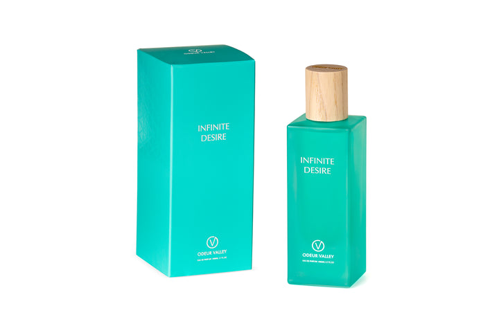 Infinite Desire unisex luxury perfume bottle on display with elegant design and premium finish