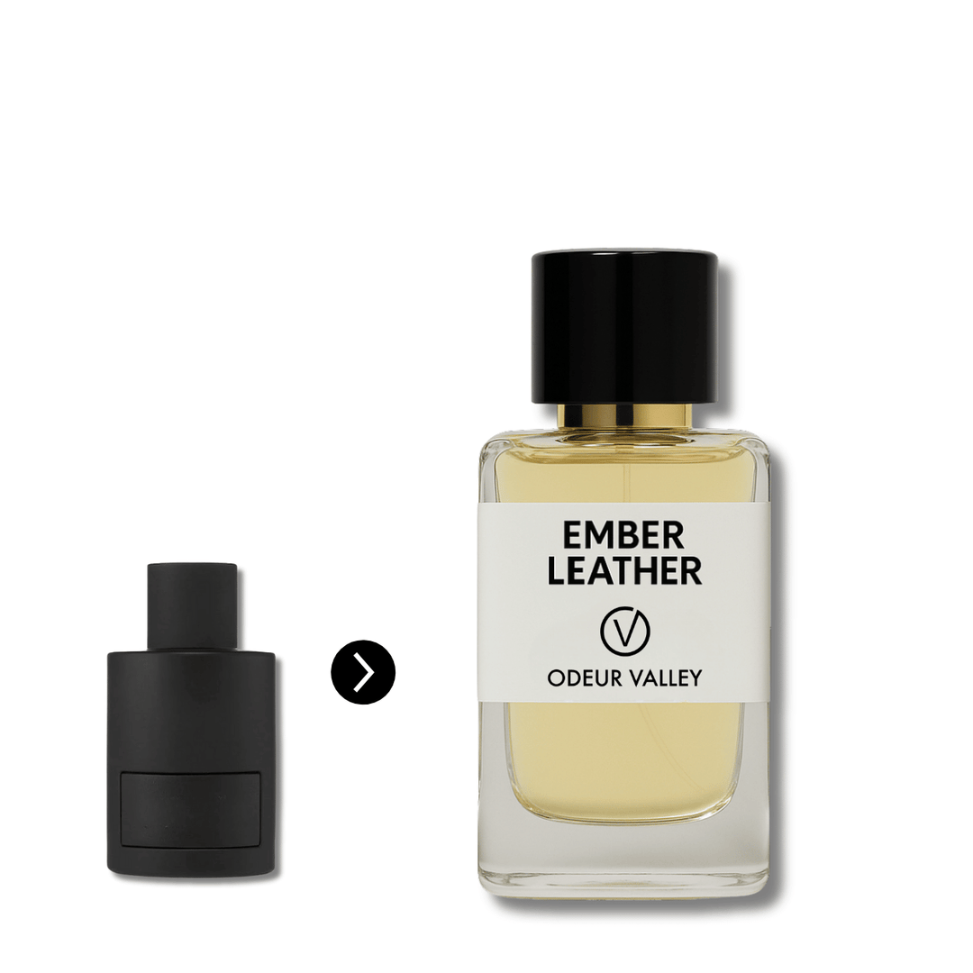 Odeur Valley's Ember Leather, a fierce and luxurious unisex perfume. This bold fragrance is ideal for evening wear and making a statement in the UAE