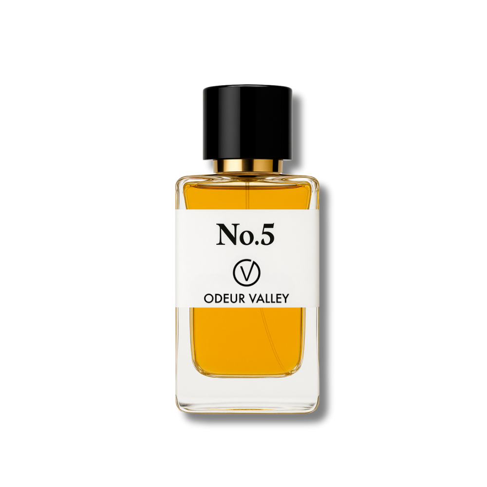 Odeur Valley's No 5, a soft and sophisticated Eau de Parfum. This signature scent has a smooth, musky, and sensual longevity