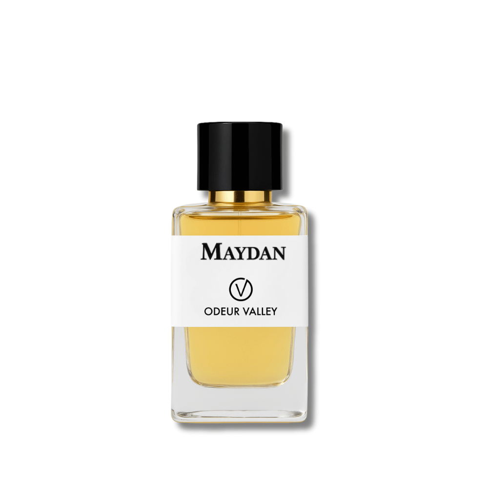Maydan, a luxury unisex Eau de Parfum by Odeur Valley. This powerful fragrance blends notes of oud and saffron for a regal, long-lasting scent in the UAE.
