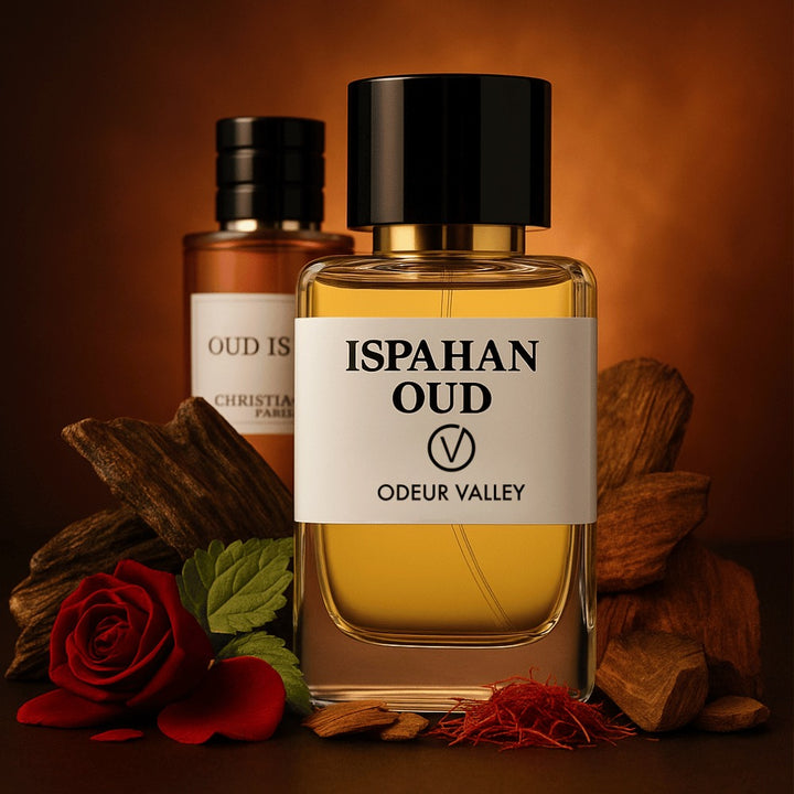 Odeur Valley presents Ispahan Oud, a powerful unisex fragrance that combines the classic elegance of Rose and Oud for a captivating and deep aroma.