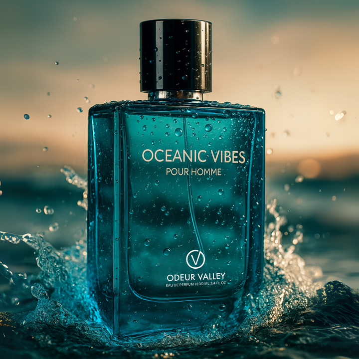 Odeur Valley Oceanic Vibes – sporty, aquatic men’s fragrance in a sleek modern bottle.