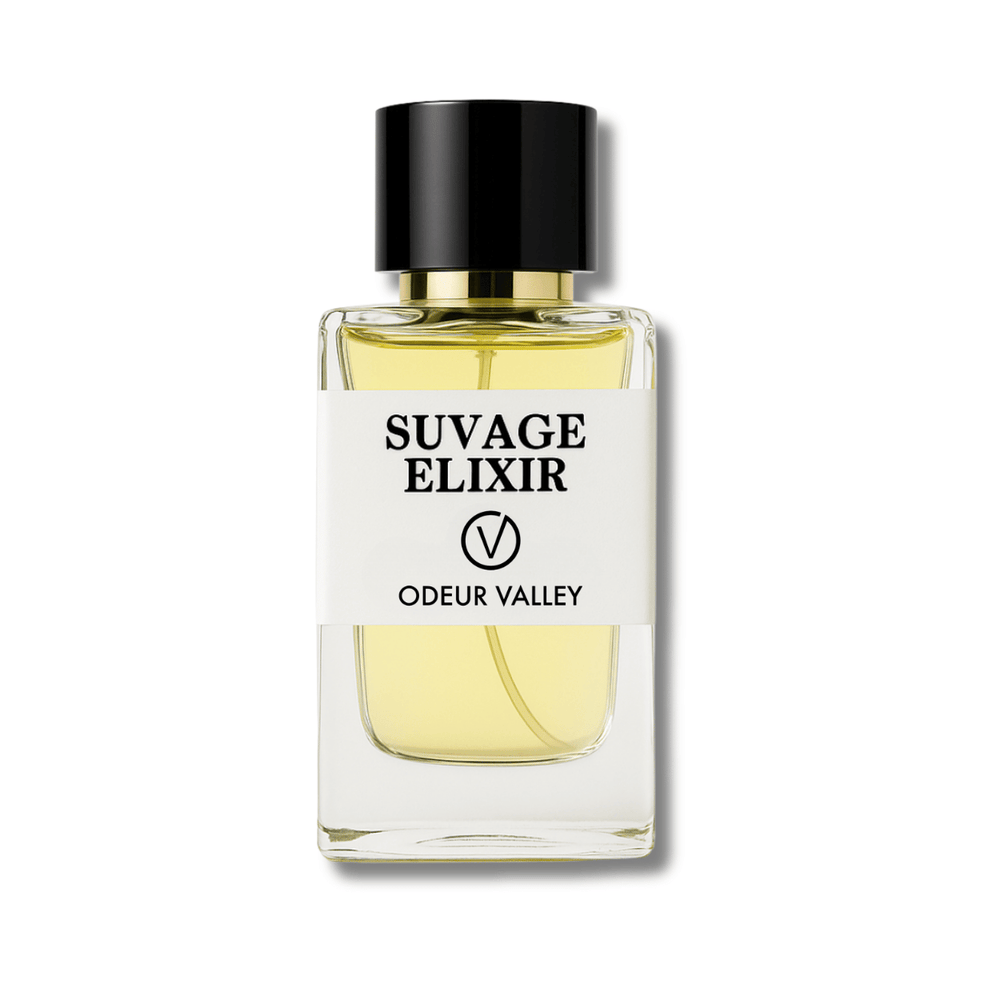 Odeur Valley Eau de Parfum, a high-concentration Suvage Elixir dupe with warm notes of Nutmeg and Cinnamon