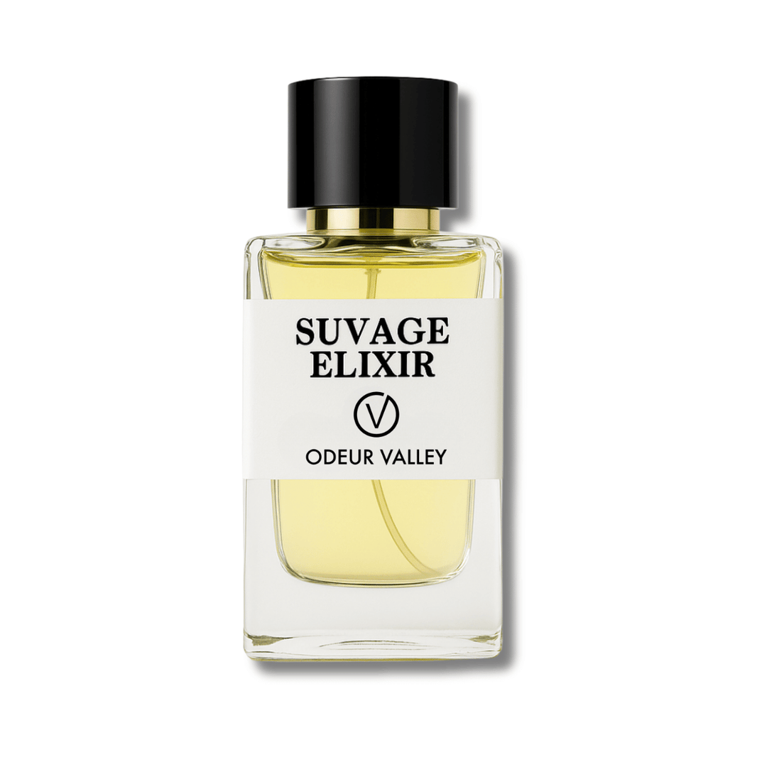 Odeur Valley Eau de Parfum, a high-concentration Suvage Elixir dupe with warm notes of Nutmeg and Cinnamon