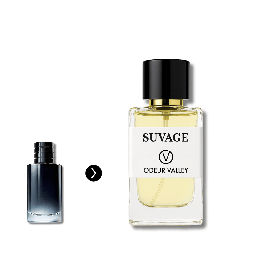 A bottle of Suvage, a wild and unapologetically masculine fragrance for men