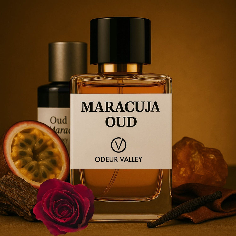 Maracuja Oud by Odeur Valley, an unforgettable fragrance for artistic expression. Its rich blend of Oud, Leather, and fruity notes is a unique find in Dubai.